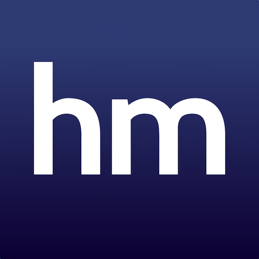Logo de l'application mobile « Healthy Minds Program », figurant les lettres minuscules blanches « h » et « m » sur un fond bleu foncé.